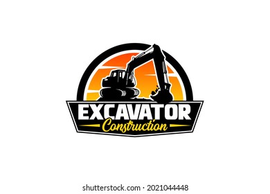 Excavator logo template vector. Heavy equipment logo vector for construction company. Creative excavator illustration for logo.