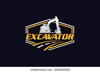 Excavator logo template vector. Heavy equipment logo vector for construction company. Creative excavator illustration for logo.