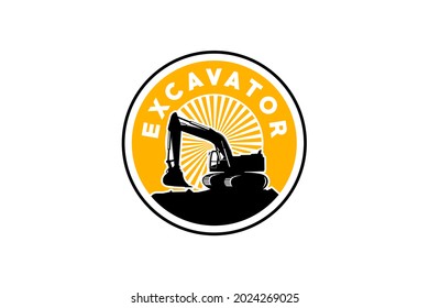Excavator logo template vector. Heavy equipment logo vector for construction company. Creative excavator illustration for logo.