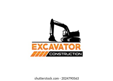 Bagger Logo Vorlage Vektorgrafik. Logo für schwere Ausrüstung, Vektorgrafik für Bauunternehmen. Kreative Baggergrafik für Logo.