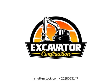 Excavator logo template vector. Heavy equipment logo vector for construction company. Creative excavator illustration for logo.