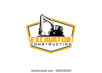 Excavator logo template vector. Heavy equipment logo vector for construction company. Creative excavator illustration for logo.