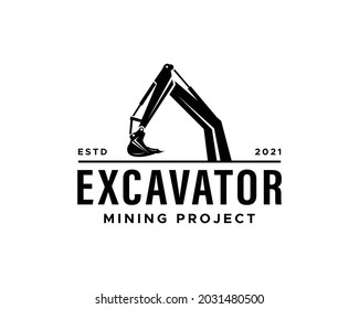 Excavator logo template vector. Heavy equipment logo vector for construction company. Creative excavator illustration for logo template.