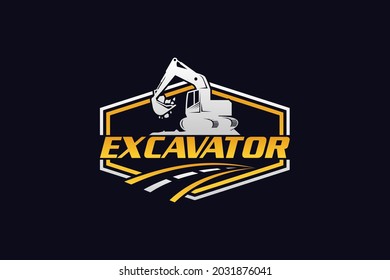 Excavator logo template vector. Heavy equipment logo vector for construction company. Creative excavator illustration for logo.