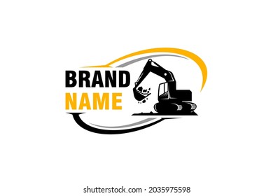 Excavator logo template vector. Heavy equipment logo vector for construction company. Creative excavator illustration for logo.