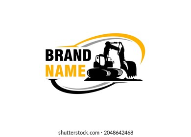 Excavator logo template vector. Heavy equipment logo vector for construction company. Creative excavator illustration for logo.