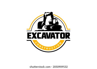 Excavator logo template vector. Heavy equipment logo vector for construction company. Creative excavator illustration for logo.