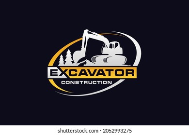 Excavator logo template vector. Heavy equipment logo vector for construction company. Creative excavator illustration for logo.