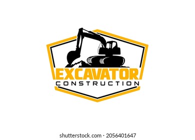 Excavator logo template vector. Heavy equipment logo vector for construction company. Creative excavator illustration for logo.