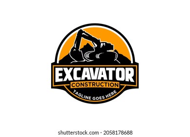 Excavator logo template vector. Heavy equipment logo vector for construction company. Creative excavator illustration for logo.
