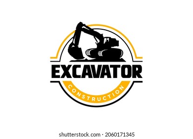 Excavator logo template vector. Heavy equipment logo vector for construction company. Creative excavator illustration for logo.
