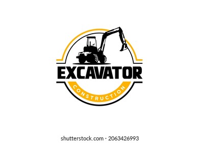 Excavator logo template vector. Heavy equipment logo vector for construction company. Creative excavator illustration for logo.