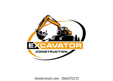 Excavator logo template vector. Heavy equipment logo vector for construction company. Creative excavator illustration for logo.