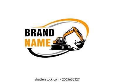 Vector de plantilla de logotipo de excavador. Vector de logotipo de equipo pesado para la empresa de construcción. Ilustración creativa de excavadora para el logotipo.