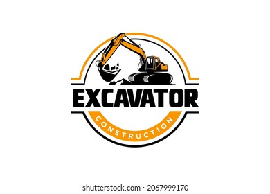 Excavator logo template vector. Heavy equipment logo vector for construction company. Creative excavator illustration for logo.