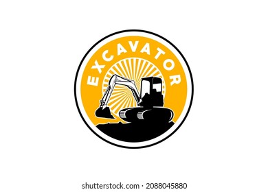 Excavator logo template vector. Heavy equipment logo vector for construction company. Creative excavator illustration for logo.