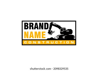 Excavator logo template vector. Heavy equipment logo vector for construction company. Creative excavator illustration for logo.