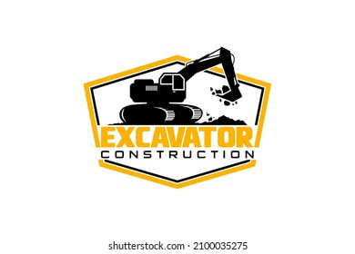 Excavator logo template vector. Heavy equipment logo vector for construction company. Creative excavator illustration for logo.