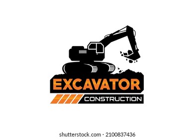 Excavator logo template vector. Heavy equipment logo vector for construction company. Creative excavator illustration for logo.