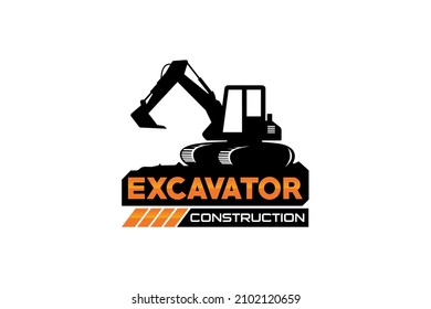 Excavator logo template vector. Heavy equipment logo vector for construction company. Creative excavator illustration for logo.