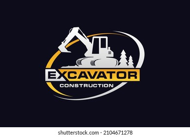 Excavator logo template vector. Heavy equipment logo vector for construction company. Creative excavator illustration for logo.