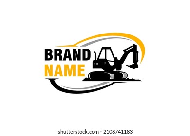 Excavator logo template vector. Heavy equipment logo vector for construction company. Creative excavator illustration for logo.