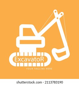 Bagger Logo Vorlage Vektorgrafik. Logo für schwere Ausrüstung, Vektorgrafik für Bauunternehmen. Kreative Baggergrafik für Logo-Vorlage.