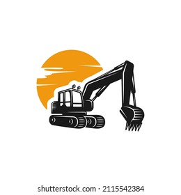 Excavator logo template vector. Heavy equipment logo vector for construction company. Creative excavator illustration for logo template.