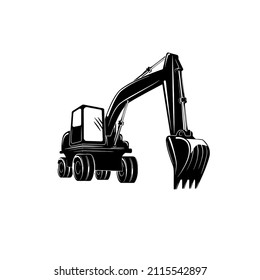 Excavator logo template vector. Heavy equipment logo vector for construction company. Creative excavator illustration for logo template.