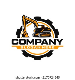 Excavator logo template vector. Heavy equipment logo vector for construction company. Creative excavator illustration