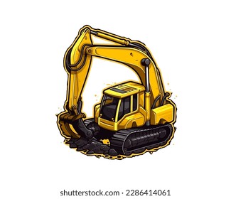 Excavator logo template vector. Heavy equipment vector logo for construction companies. Creative excavator illustration for logo templates.