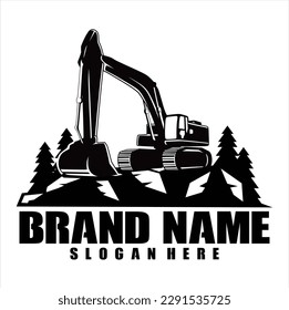 Excavator logo template vector. Vector logo heavy equipment for construction company. Creative excavator illustration for logo template.