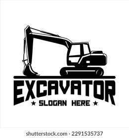 Excavator logo template vector. Vector logo heavy equipment for construction company. Creative excavator illustration for logo template.