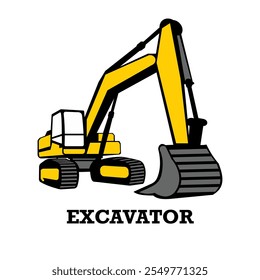 Excavator logo template vector. Heavy equipment logo vector for construction company. Creative excavator illustration for logo template.