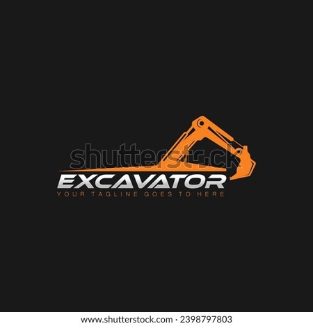 Excavator logo template vector. Heavy equipment logo vector for construction company. Creative excavator illustration for logo.