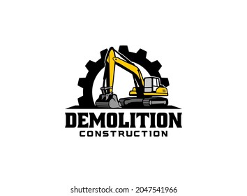 Excavator logo vector for construction company. Heavy equipment template vector illustration for your brand.