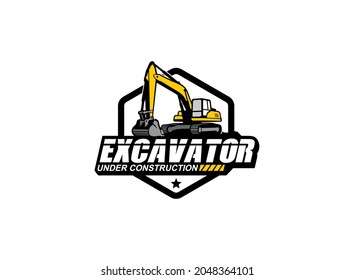Excavator logo vector for construction company. Heavy equipment template vector illustration for your brand.