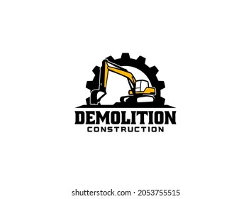 Vector de logotipo de excavador para la empresa de construcción. Ilustración vectorial de la plantilla de equipo pesado para su marca.