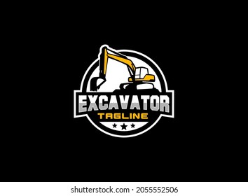 Excavator logo vector for construction company. Heavy equipment template vector illustration for your brand.