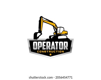 Vector de logotipo de excavador para la empresa de construcción. Ilustración vectorial de la plantilla de equipo pesado para su marca.