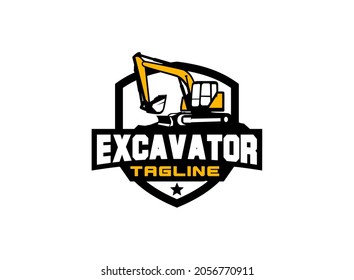 Excavator logo vector for construction company. Heavy equipment template vector illustration for your brand.