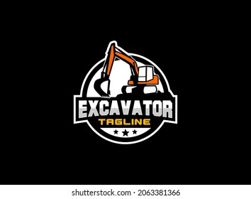 Vector de logotipo de excavador para la empresa de construcción. Ilustración vectorial de la plantilla de equipo pesado para su marca.