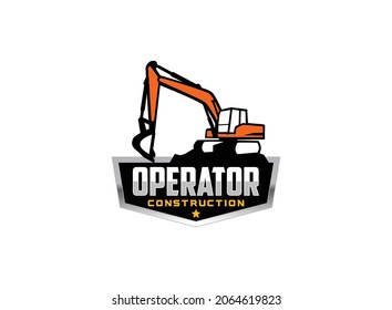 Vector de logotipo de excavador para la empresa de construcción. Ilustración vectorial de la plantilla de equipo pesado para su marca.
