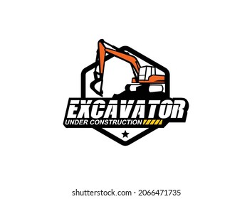 Excavator logo vector for construction company. Heavy equipment template vector illustration for your brand.