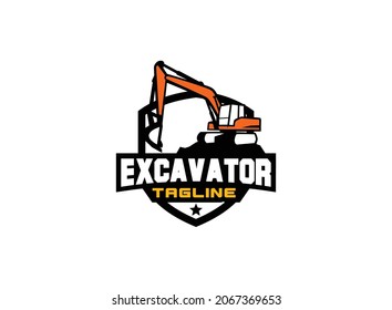 Excavator logo vector for construction company. Heavy equipment template vector illustration for your brand.