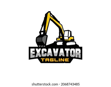 Excavator logo vector for construction company. Heavy equipment template vector illustration for your brand.