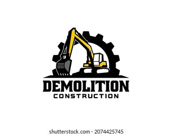 Excavator logo vector for construction company. Heavy equipment template vector illustration for your brand.