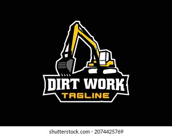 Vector de logotipo de excavador para la empresa de construcción. Ilustración vectorial de la plantilla de equipo pesado para su marca.