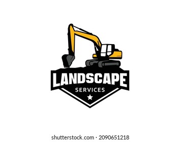 Excavator logo vector for construction company. Vehicle equipment template vector illustration for your brand.