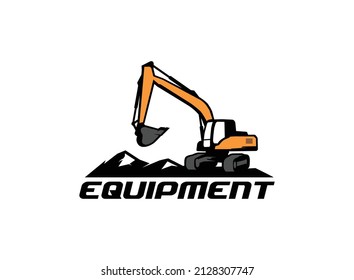 Excavator logo vector for construction company. Heavy equipment template vector illustration for your brand